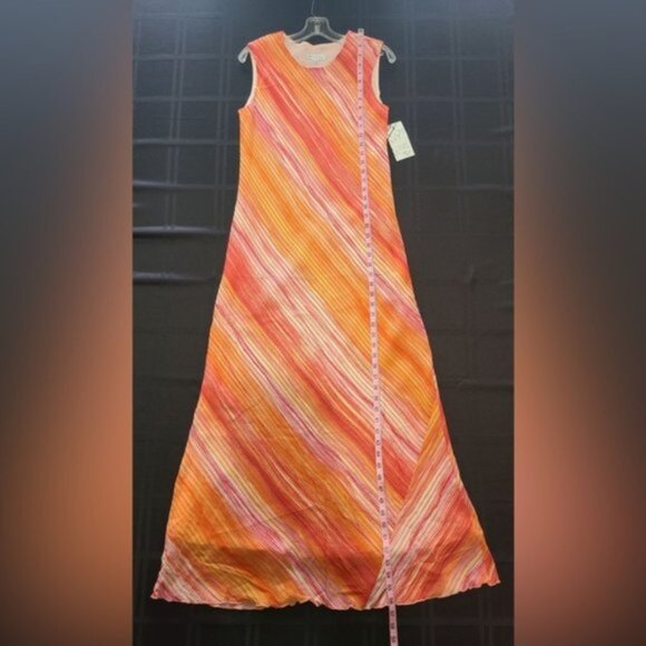 K.d. Spring Dresses & Skirts - Striped Orange and Pink Maxi Dress with Jacket